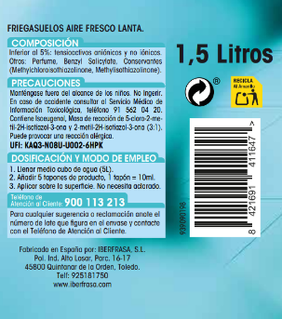 Friegasuelos Lanta 1,5l aire fresco