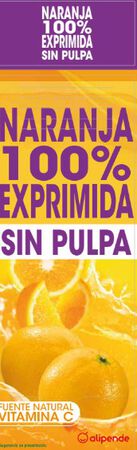 Zumo de naranja 100% exprimida sin pulpa Alipende 1L