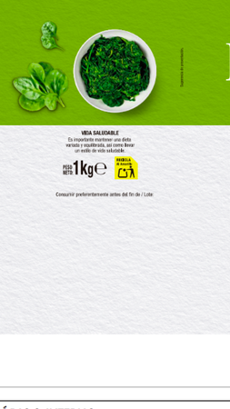 Espinacas en hoja Alipende 1kg en porciones