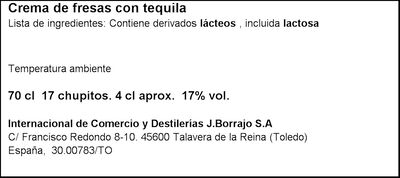 Licor de crema de fresas con tequila Mex 70cl