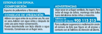 Estropajo con esponja Lanta 3 uds fibra azul