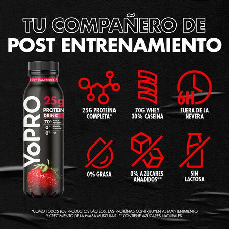 Yogur líquido proteínas Yopro 300g fresa frambuesa