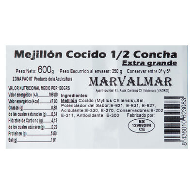 Mejillón concha Marvalmar 250g al natural