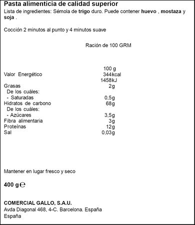 Fideos n&ordm;0 Gallo 400 gr