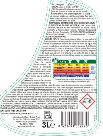 Detergente líquido Lanta 54 lavados Colonia