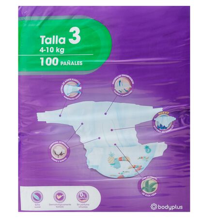 Pañal Bodyplus 100 uds talla 3 4-10kg