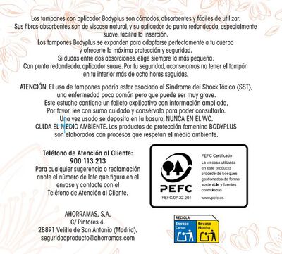 Tamp&oacute;n compact Bodyplus 20 unidades super plus