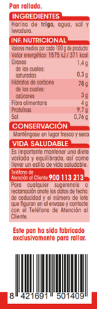 Pan rallado Alipende 750g