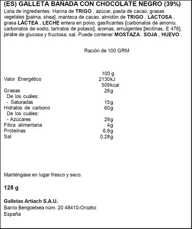 Galletas de chocolate negro Filipinos 93g+35g