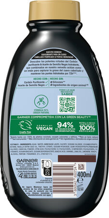 Champ&uacute; equilibrante Garnier Original Remedies 400ml carb&oacute;n magnetico y aceite de semilla negra