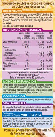 Cacao soluble sin gluten Alipende 500g