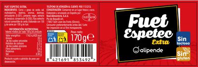 Fuet espetec sin lactosa Alipende 170 gr