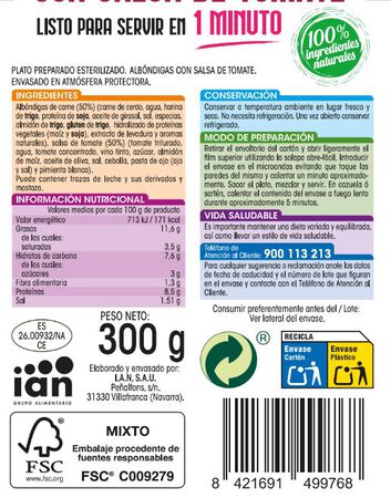 Albóndigas Alipende 300g con salsa de tomate