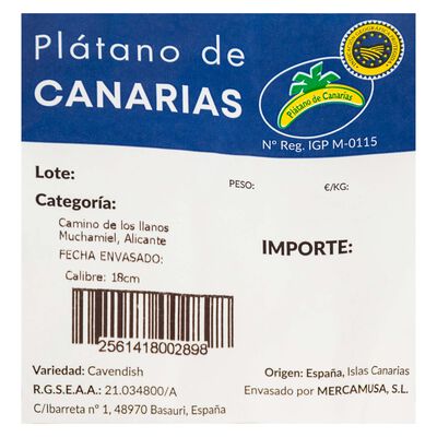 Plátano canario bolsa 1,2 kg aproximadamente