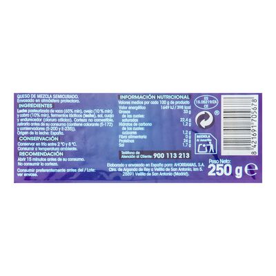 Queso semicurado ya cortado Alipende cu&ntilde;a 250g