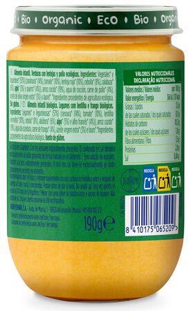 Tarro Hero solo bio verduras lentejas y pollo 190gr