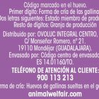 Huevos de gallinas sueltas en el gallinero Alipende 6u "clase l"