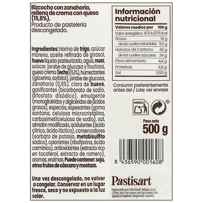 Bizcocho Rondo 500g Zanahoria-queso