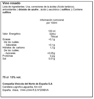 Vino rosado denominaci&oacute;n de origen la rioja con 75cl Cune La Bailarina
