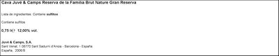 Cava brut nature Juve&Camps Gran Reserva