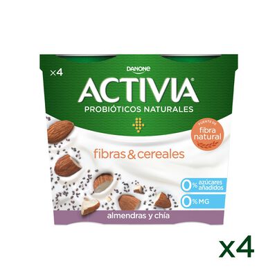 Bífidus probiótico Activia desnatado 0% materia grasa pack 4 chia y almendras
