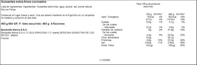 Guisantes Bonduelle tarro de cristal 465g extra finos