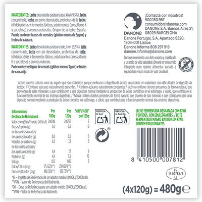 B&iacute;fidus Activia desnatado 0% materia grasa pack 4 kiwi