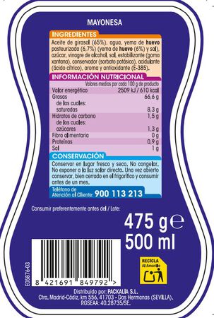 Mayonesa sin gluten con dosificador Alipende 500ml