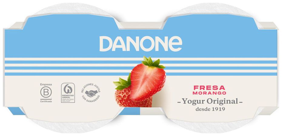 Yogur original Danone pack 2 con fresas