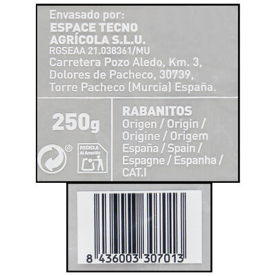 Rabanito en bolsa con peso de 250g