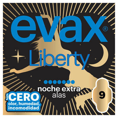Compresas Evax Liberty 9 unidades alas noche extra
