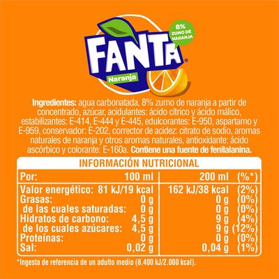Refresco naranja Fanta mini lata 20cl pack 6