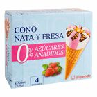Helado cono sin az&uacute;car Alipende nata fresa 4 uds