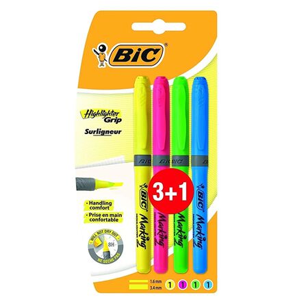 Marcador Bic 4 Unidades Highlighter Grip