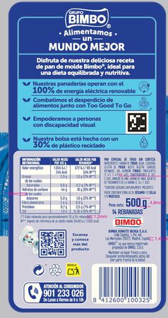 Pan de molde sin corteza Bimbo 450 g