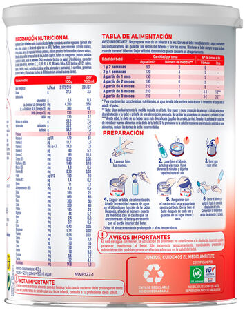 Leche infantil en polvo Nidina 1 Nestlé 800g