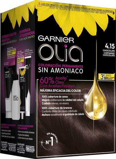Tinte de cabello sin amon&iacute;aco Garnier Olia n&ordm; 4.15 chocolate