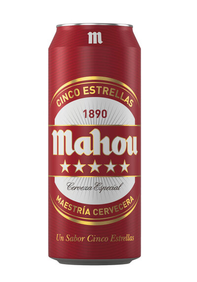 Cerveza rubia especial Mahou 5 Estrellas lata 50cl