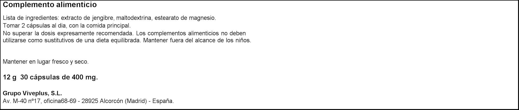 Jengibre Vive+ 30 cápsulas