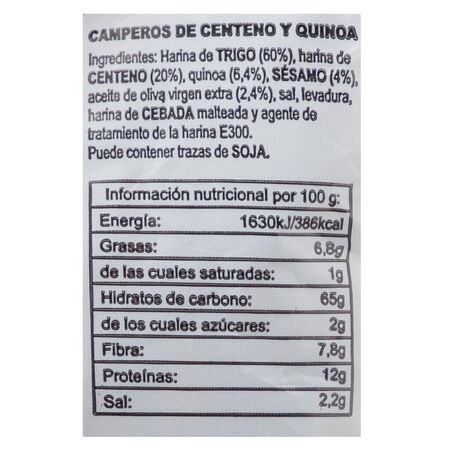 Picos camperos Gourmet 120g de centeno y quinoa
