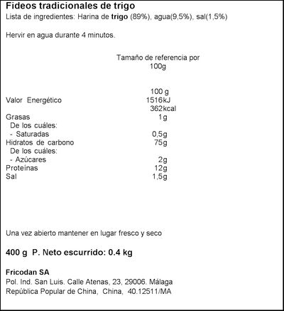 Noodles fideos tradicionales Tiger Khan Gold 400g