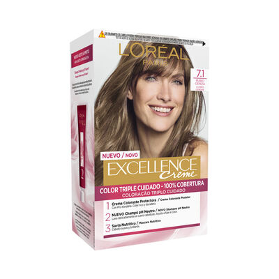 Tinte de cabello L'Or&eacute;al Excellence Creme n&ordm; 7.1 rubio ceniza
