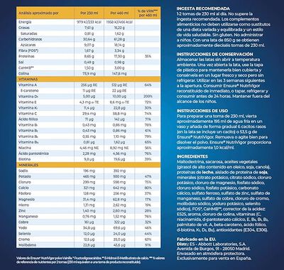 Complemento diet&eacute;tico Nutrivigor Ensure 400 gr Vainilla