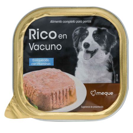 Comida húmeda perro Meque rico en vacuno 300g