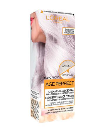 Crema embellecedora L'Oréal blanco perla para cabello blanco y gris