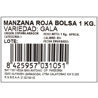 Manzana roja bolsa 1 kg