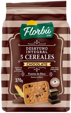 Galleta integral con chips de chocolate y cinco cereales Florbu 370g