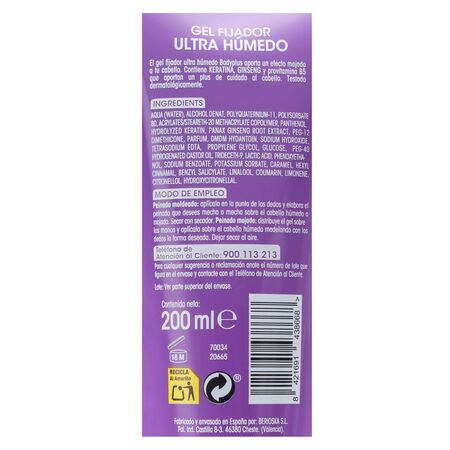 Gel fijador para el cabello Bodyplus 200ml ultra húmedo
