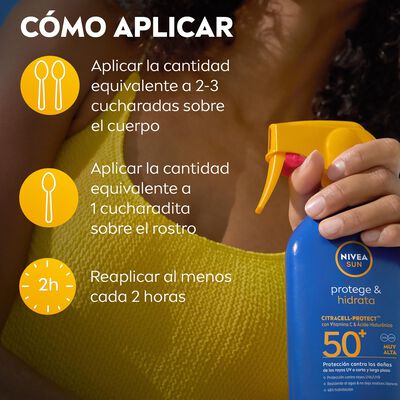 Crema solar pistola factor de protecci&oacute;n 50 protege e hidrata Nivea 250ml