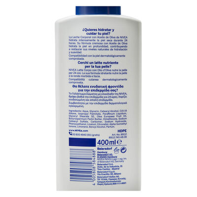 Body milk Nivea 400ml con aceite de oliva para piel seca